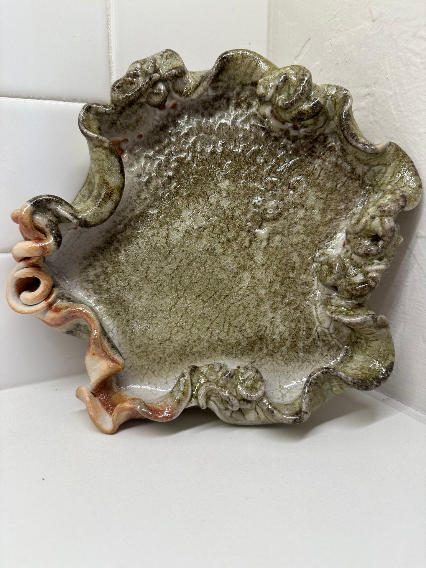 Scuplted Tray in Misty Moss